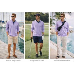 Johnnie-O Men Lavender Pullover XL Performance UPF50 Coastal Golf Resort Steffen